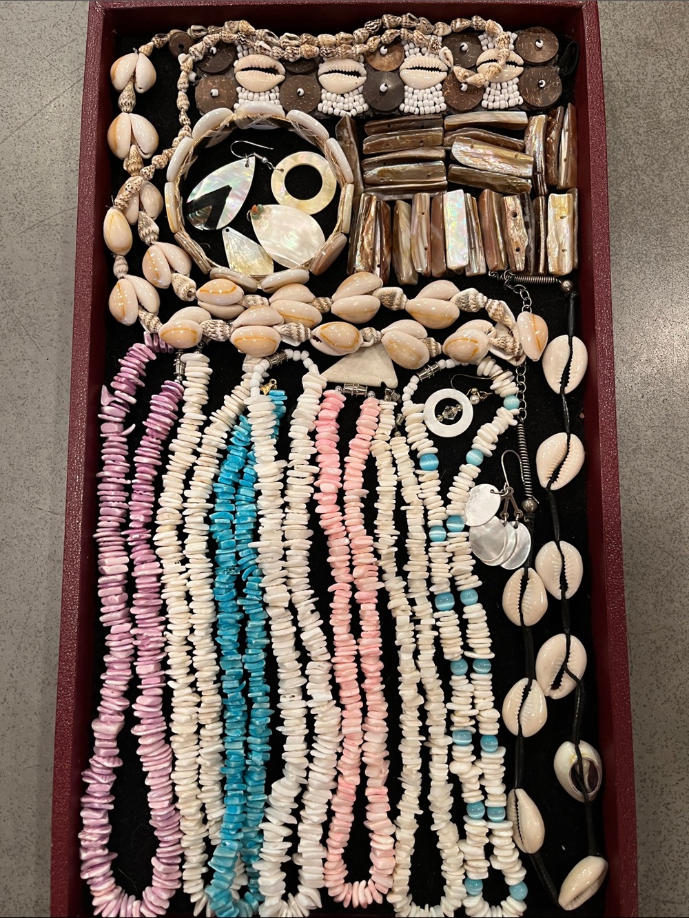 Assorted Shell & Mother-of-Pearl Beach Necklace Lot - Pink, Blue, Cream